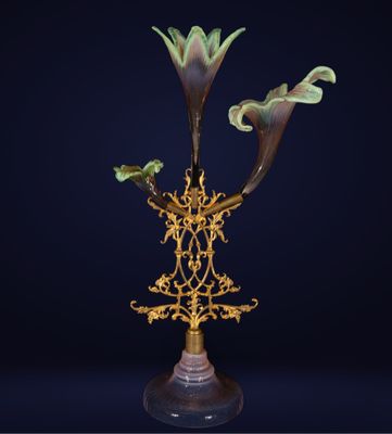 Centre de table en verre soufflé de Murano avec motifs flora…