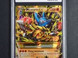 a close up of a card in a plastic case on a table
