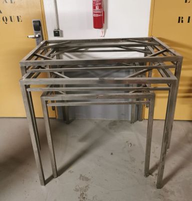 an image of a metal table in a room