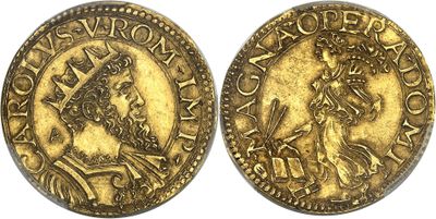 a gold coin with a crown on the front and a crown on the back