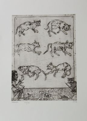 une image représentant un dessin en noir et blanc de chats et de chiens