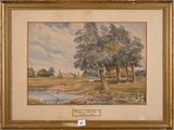 an image of a painting of a landscape with trees and a river