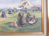 a painting of a group of people in a field