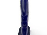 a close up of a blue object on a white surface