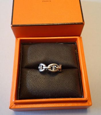 Hermès Bague en Argent Chaîne d'Ancre Enchaînée - Élégance Parisienne