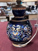 Lampe de salon en faïence imprimée de Gien, H : 55 cm (photo 2)