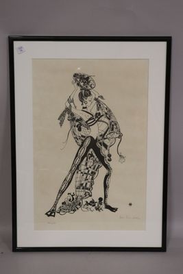 a black and white drawing of a woman in a dress