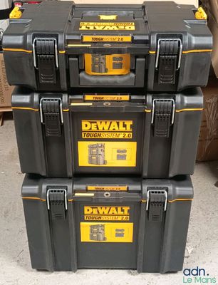 three dewwell tool boxes stacked on top of each other