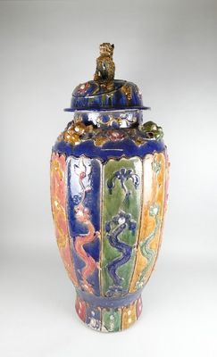 Asiatique: Jarre/potiche couverte en faïence Chine (rest, pt…