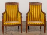 pair of antique chairs with yellow striped upholstered upholstered upholstered upholstered upholstered upholstered upholstered