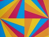 the cover of a book with colorful triangles on it
