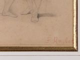 drawing of a cat sitting on the ground in front of a picture of another cat