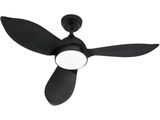 un ventilateur de plafond noir muni d'une lampe
