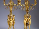 pair of antique brass candelabs with angels and cherenshes