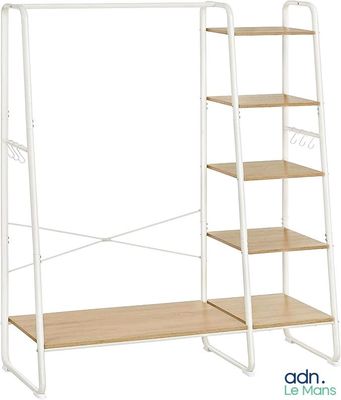 an image of a white and wood shelf with shelves