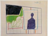 drawing of a person standing in front of a drawing of a person