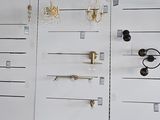 a room with a bunch of items on the wall