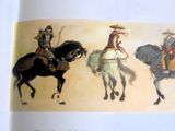une photo d'un livre sur laquelle on voit des gens à cheval