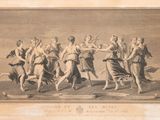 un dessin représentant un groupe de femmes dansant en cercle