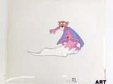 une image représentant un dessin de la Panthère rose assise sur une surface blanche