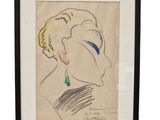 an image of a drawing of a woman ' s face in a black frame