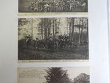 two old black and white photos of a group of people riding horses