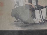 a painting of two women sitting on a rock