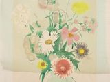 une peinture de fleurs dans un vase sur une table