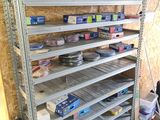 a shelf with many items on it in a room