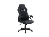 the office chair is black and has a black leather seat