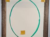 an image of a painting of a circle with a piece of paper taped to it