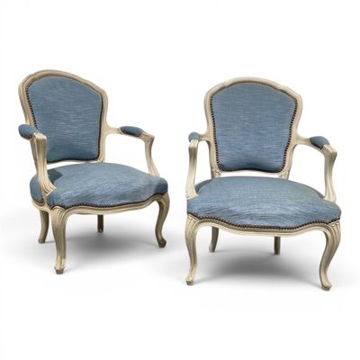 pair of louis xvi style painted armchairs