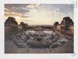 a picture of a picture of a pyramid in the middle of a courtyard