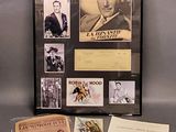 a picture of a picture of a man in a suit and other memorabilia items
