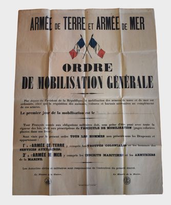 une vieille affiche française sur laquelle figure un drapeau français