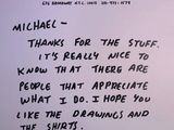 someone wrote a note to michael for the stuff they found in the store