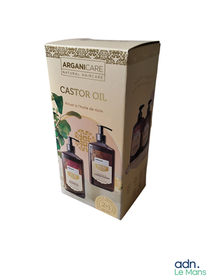 une boîte en carton contenant deux flacons de savon et un flacon de lotion