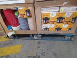 a box of coffee cups and cups on a pallet