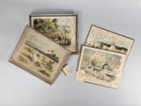 trois cartes sur lesquelles figurent des images d'animaux et de personnes