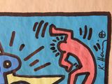 tableau représentant un homme frappant une étoile avec une raquette de tennis