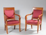 pair of mahogany armchairs with red upholstered upholstered upholstered upholstered upholstered upholstered upholstered