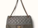 chanel grey quilted lambskin flap bag