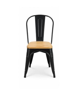 99 / Lot de 4 chaises en métal noir mat et assise en b…