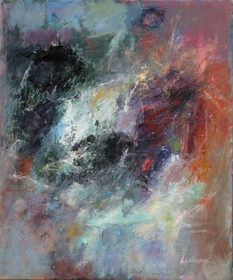 une peinture représentant une peinture d'une vague en noir et blanc