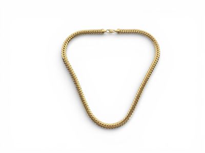 Collier en or jaune 18K, souple à mailles gourmettes aplatie… - Photo 1