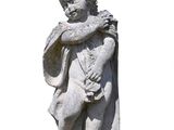a statue of a boy holding a baby in his arms