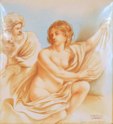 une image représentant un tableau où l'on voit une femme assise sur un nuage