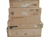 several boxes stacked on top of each other on a pallet