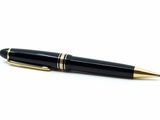 stylo à bille noir et doré sur fond blanc