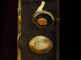 an image of a glass object with a clock on it